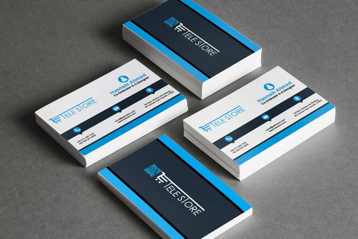 Blue and White Corporate Business Card Sample