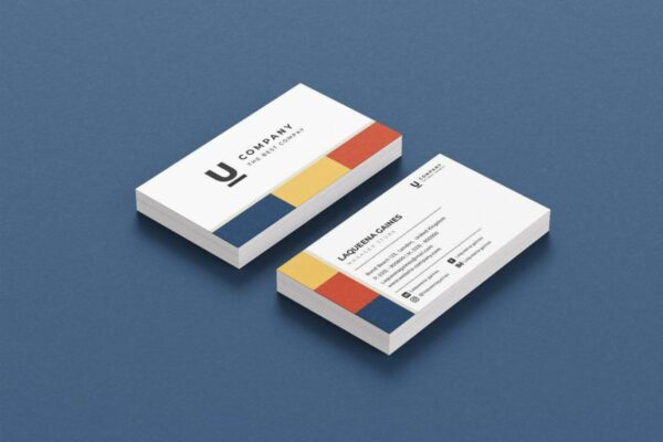 Full Color Business Cards on Blue Background