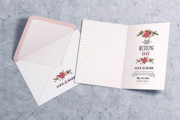 Full Color Custom Bi-fold Invitation Printing with Envelope